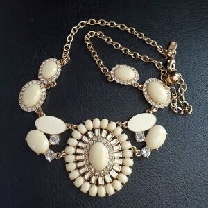 Kate Spade New York Capri Garden Cream Enamel Gold Tone Statement Necklace